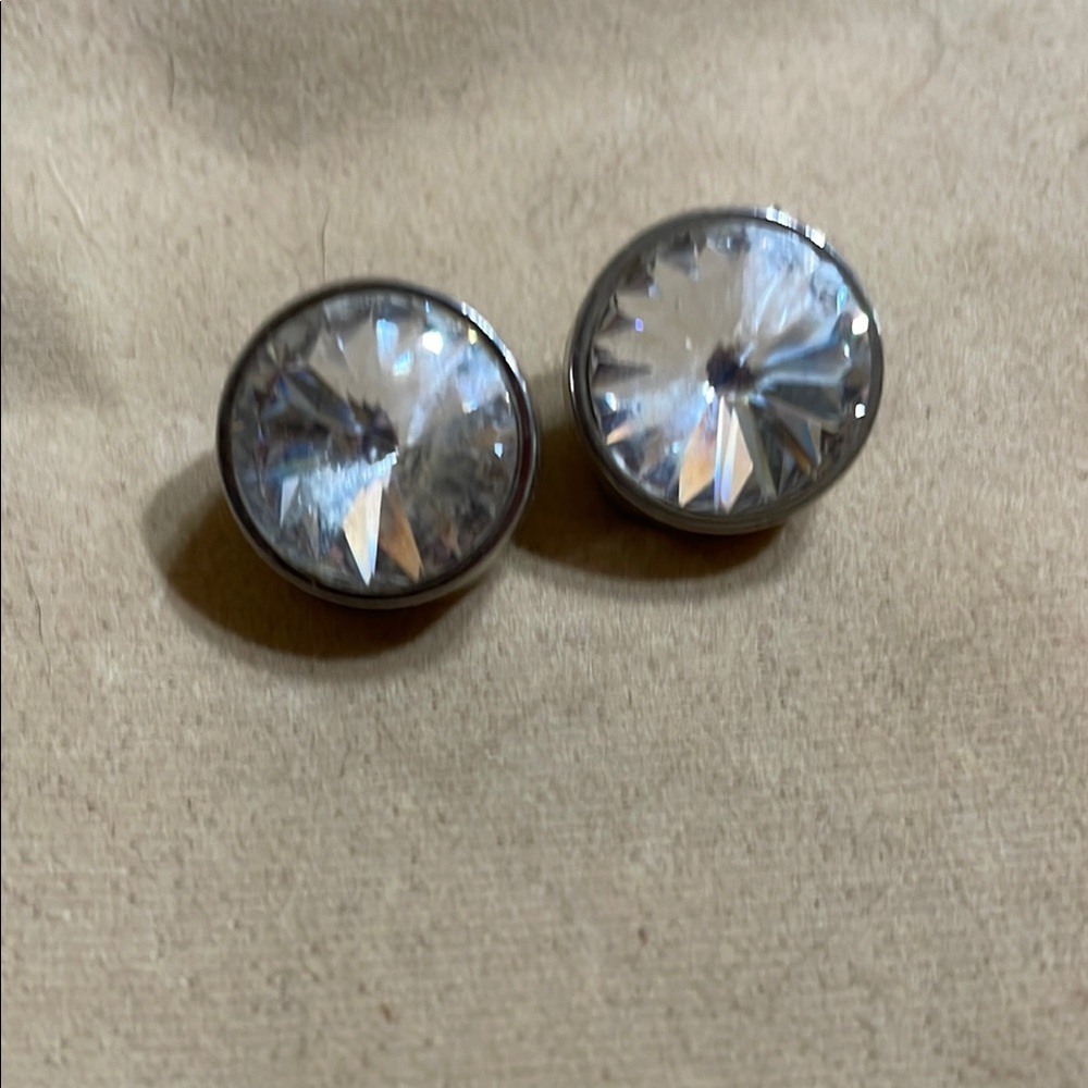 VINTAGE Silver Crystal Stud Earrings